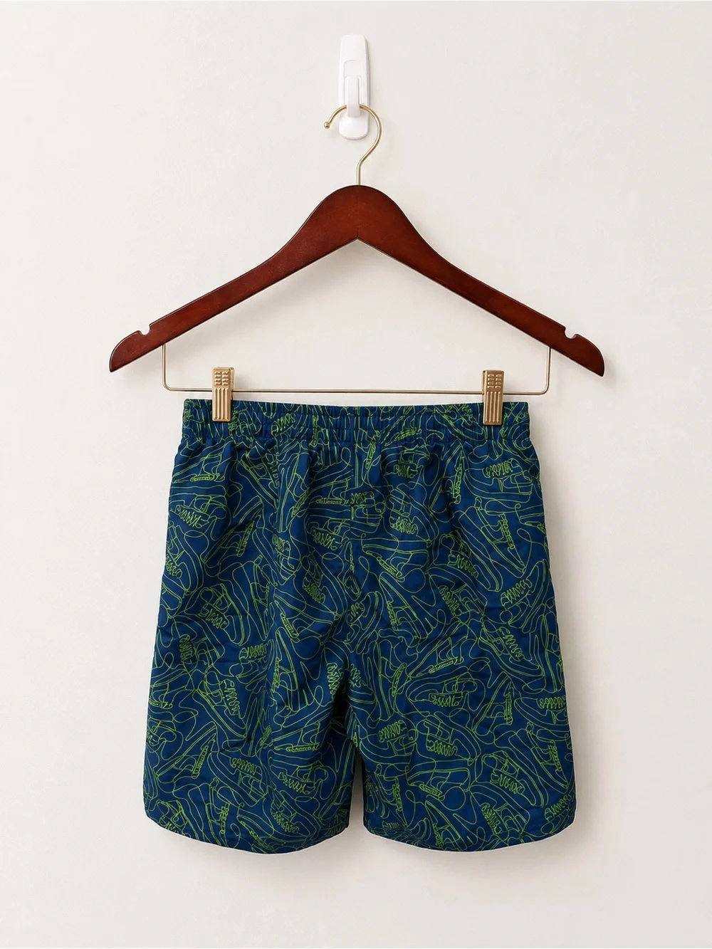 Nike Boys Blue & Green Printed Swim Trunks Size Large